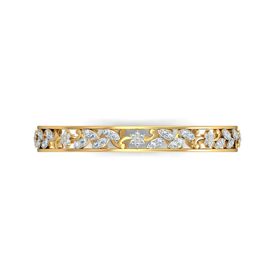 2.32Ct Natural Diamond Bangle in Yellow Gold | SolitaireKart